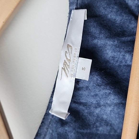 MCS Made in Italy Faded Abstract Print Assymetrical Fine Knit Cotton Top - Picture 2 of 7